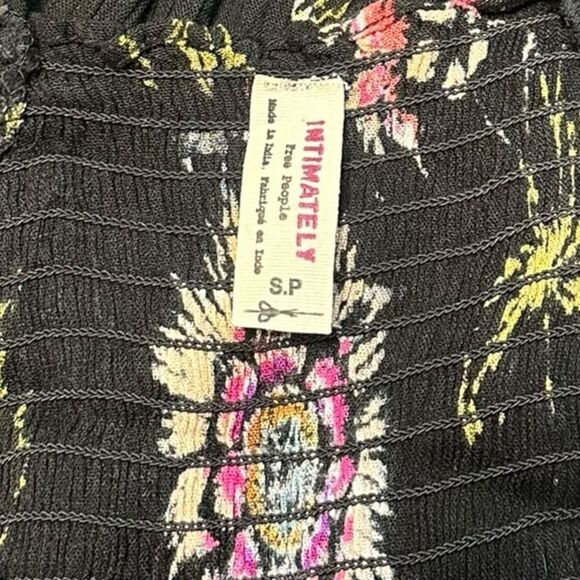 INTIMATELY FREE PEOPLE Women’s Black Pink Floral Tiered Garden Party Maxi Dress - Picture 5 of 6